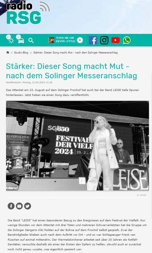 Die LEISE Single "Stärker" wird bei Radio RSG vorgestellt.