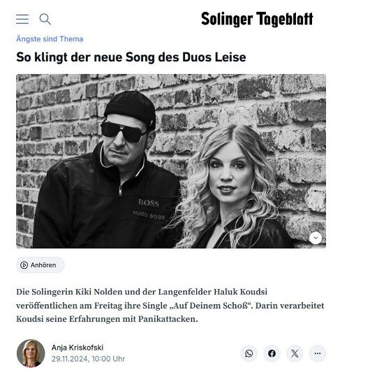 Ein Bericht über die LEISE Single "Auf Deinem Schoß" im Solinger Tageblatt.